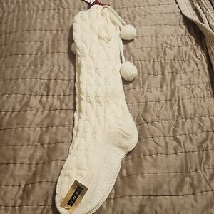 Cozy Cable Knit Slippee Socks with Pom Poms - Cream